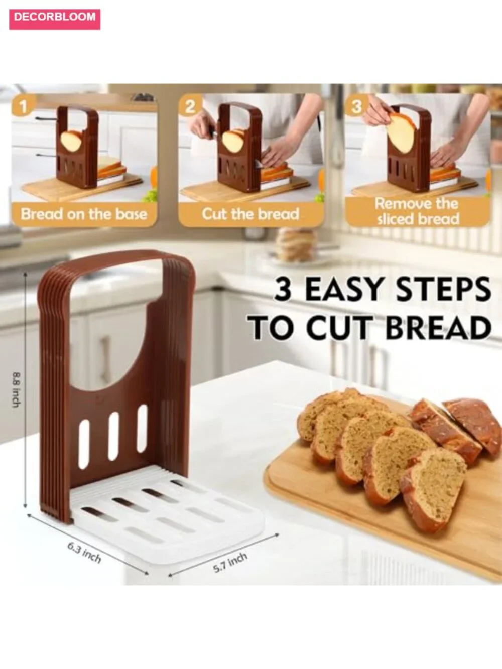 Extra Large Metal Bread Box Set with Bamboo Lid and Slicer